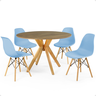 mesa de jantar redonda 100cm natural marci com 4 cadeiras eames eiffel magazine decor 4