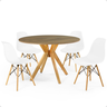 mesa de jantar redonda 100cm natural marci com 4 cadeiras eames eiffel magazine decor 5