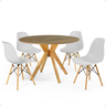 mesa de jantar redonda 100cm natural marci com 4 cadeiras eames eiffel magazine decor 6