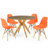 mesa de jantar redonda 100cm natural marci com 4 cadeiras eames eiffel magazine decor 7