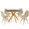 mesa de jantar redonda 100cm natural marci com 4 cadeiras eames eiffel magazine decor 9