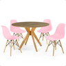 mesa de jantar redonda 100cm natural marci com 4 cadeiras eames eiffel magazine decor 10