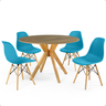 mesa de jantar redonda 100cm natural marci com 4 cadeiras eames eiffel magazine decor 11