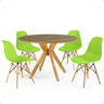 mesa de jantar redonda 100cm natural marci com 4 cadeiras eames eiffel magazine decor 12