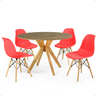 mesa de jantar redonda 100cm natural marci com 4 cadeiras eames eiffel magazine decor 13
