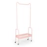 arara de roupas multiuso com sapateira e rodizios em ferro rosa 3