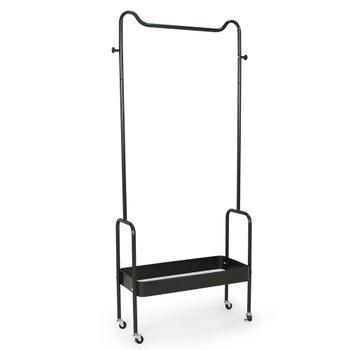 arara de roupas multiuso com sapateira em ferro preta magazine decor