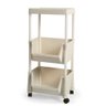 carrinho multiuso pratico 3 prateleiras em plastico com rodizio creme 2