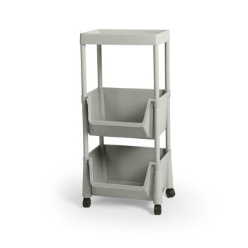 carrinho multiuso 4 prateleiras em plastico com rodizio cinza 2