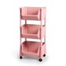 carrinho multiuso organizador 3 prateleiras em plastico com rodizio rosa