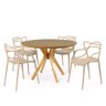 mesa de jantar redonda marci premium natural 120cm com 4 cadeiras allegra 6