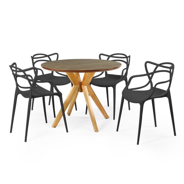 mesa de jantar redonda marci premium natural 100cm com 4 cadeiras allegra 7