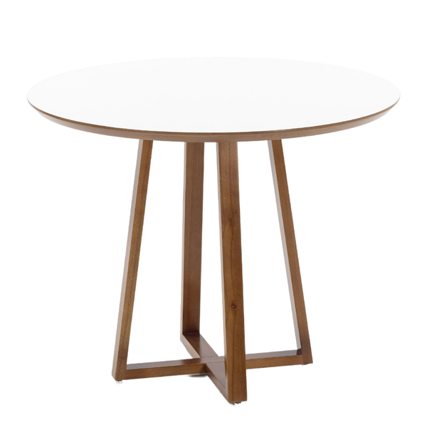 mesa de jantar redonda lara premium 100cm em madeira macica e mdf