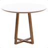 mesa de jantar redonda lara premium 100cm em madeira macica e mdf branco 1