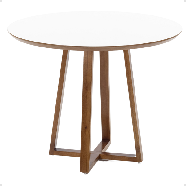 mesa de jantar redonda lara premium 100cm em madeira macica e mdf branco 3