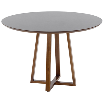 mesa de jantar redonda lara premium 120cm em madeira macica e mdf preta 2