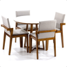mesa de jantar redonda branca lara premium 100cm 4 cadeiras estofadas isabela 2
