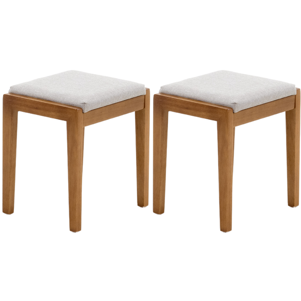 kit 2 banqueta baixa estofada em madeira livia bege