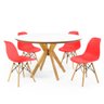 mesa de jantar redonda branca marci premium com 4 cadeiras eames eiffel 1