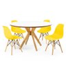 mesa de jantar redonda branca marci premium com 4 cadeiras eames eiffel 2