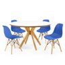 mesa de jantar redonda branca marci premium com 4 cadeiras eames eiffel 3