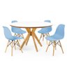 mesa de jantar redonda branca marci premium com 4 cadeiras eames eiffel 4