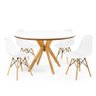 mesa de jantar redonda branca marci premium com 4 cadeiras eames eiffel 5