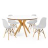 mesa de jantar redonda branca marci premium com 4 cadeiras eames eiffel 6