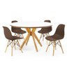 mesa de jantar redonda branca marci premium com 4 cadeiras eames eiffel 8