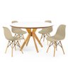 mesa de jantar redonda branca marci premium com 4 cadeiras eames eiffel 9