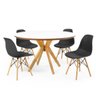 mesa de jantar redonda branca marci premium com 4 cadeiras eames eiffel 10