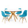 mesa de jantar redonda branca marci premium com 4 cadeiras eames eiffel 12