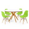 mesa de jantar redonda branca marci premium com 4 cadeiras eames eiffel 13