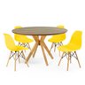 mesa de jantar redonda natural 120cm marci premium com 4 cadeiras eames eiffel 2