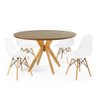 mesa de jantar redonda natural 120cm marci premium com 4 cadeiras eames eiffel 5