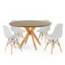 mesa de jantar redonda natural 120cm marci premium com 4 cadeiras eames eiffel 6