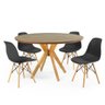 mesa de jantar redonda natural 120cm marci premium com 4 cadeiras eames eiffel 10