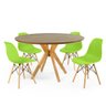 mesa de jantar redonda natural 120cm marci premium com 4 cadeiras eames eiffel 13