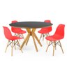 mesa de jantar redonda preta 120cm marci premium com 4 cadeiras eames eiffel 1