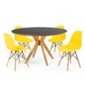 mesa de jantar redonda preta 120cm marci premium com 4 cadeiras eames eiffel 2