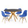 mesa de jantar redonda preta 120cm marci premium com 4 cadeiras eames eiffel 3