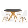 mesa de jantar redonda preta 120cm marci premium com 4 cadeiras eames eiffel 5
