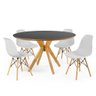 mesa de jantar redonda preta 120cm marci premium com 4 cadeiras eames eiffel 6