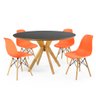 mesa de jantar redonda preta 120cm marci premium com 4 cadeiras eames eiffel 7