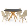 mesa de jantar redonda preta 120cm marci premium com 4 cadeiras eames eiffel 9