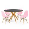 mesa de jantar redonda preta 120cm marci premium com 4 cadeiras eames eiffel 11