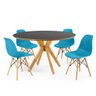 mesa de jantar redonda preta 120cm marci premium com 4 cadeiras eames eiffel 12
