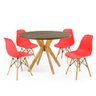 mesa de jantar redonda 100cm natural marci premium com 4 cadeiras eames eiffel 1