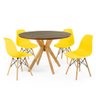 mesa de jantar redonda 100cm natural marci premium com 4 cadeiras eames eiffel 2