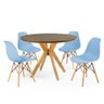 mesa de jantar redonda 100cm natural marci premium com 4 cadeiras eames eiffel 4